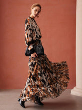 MOTF PREMIUM ALLOVER PRINT RUFFLE HEM MAXI SKIRT